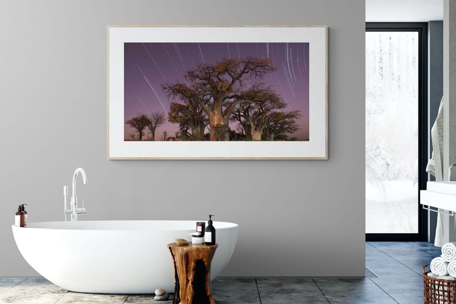 Starry Sky Baobab-Wall_Art-180 x 110cm-Framed Print-Wood-Pixalot