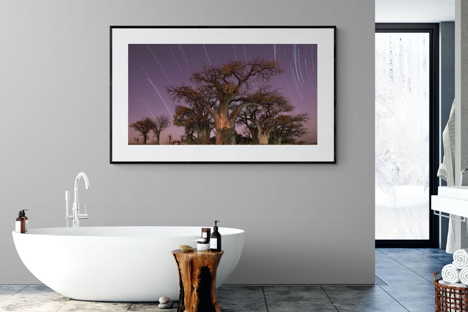 Starry Sky Baobab-Wall_Art-180 x 110cm-Framed Print-Black-Pixalot