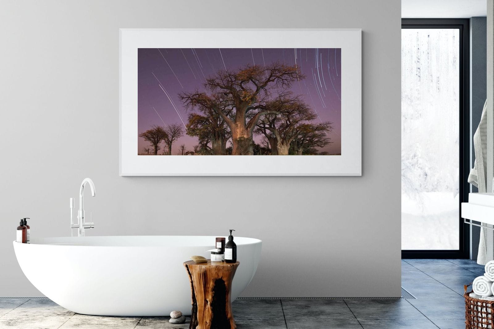 Starry Sky Baobab-Wall_Art-180 x 110cm-Framed Print-White-Pixalot