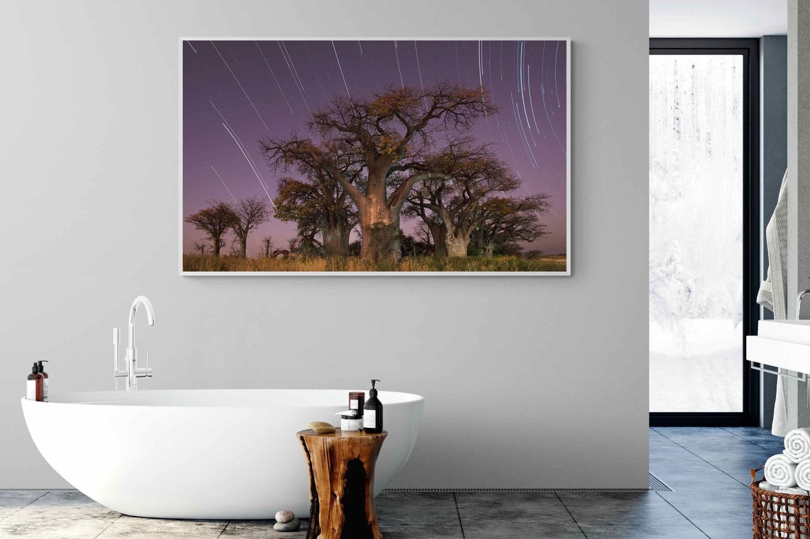 Starry Sky Baobab-Wall_Art-180 x 110cm-Mounted Canvas-White-Pixalot