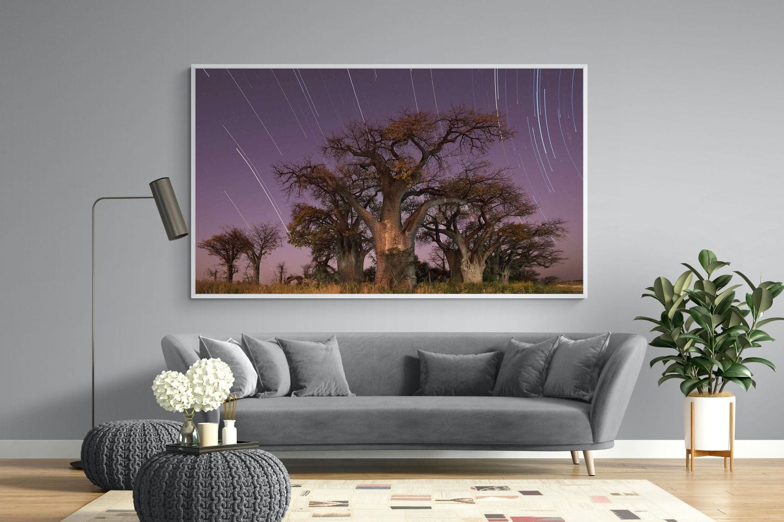Starry Sky Baobab-Wall_Art-220 x 130cm-Mounted Canvas-White-Pixalot