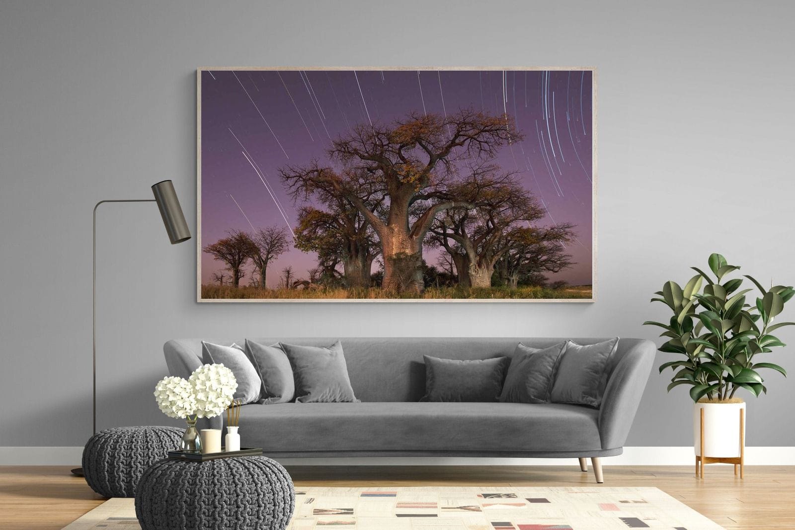 Starry Sky Baobab-Wall_Art-220 x 130cm-Mounted Canvas-Wood-Pixalot