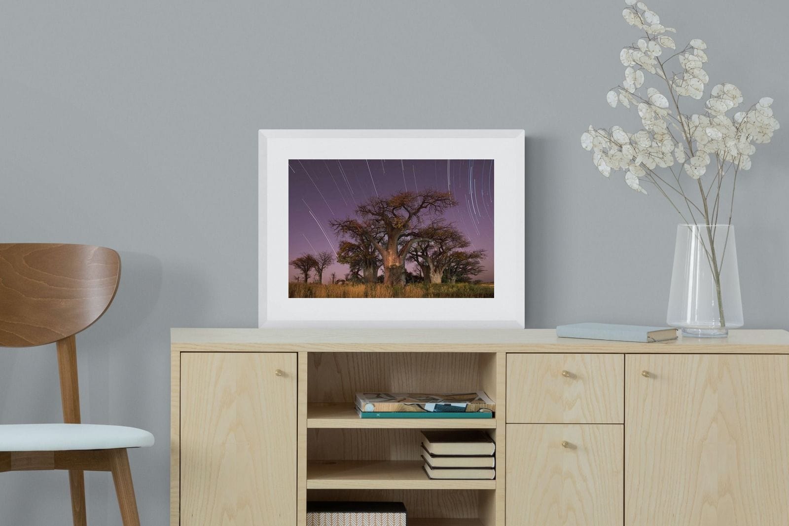 Starry Sky Baobab-Wall_Art-60 x 45cm-Framed Print-White-Pixalot