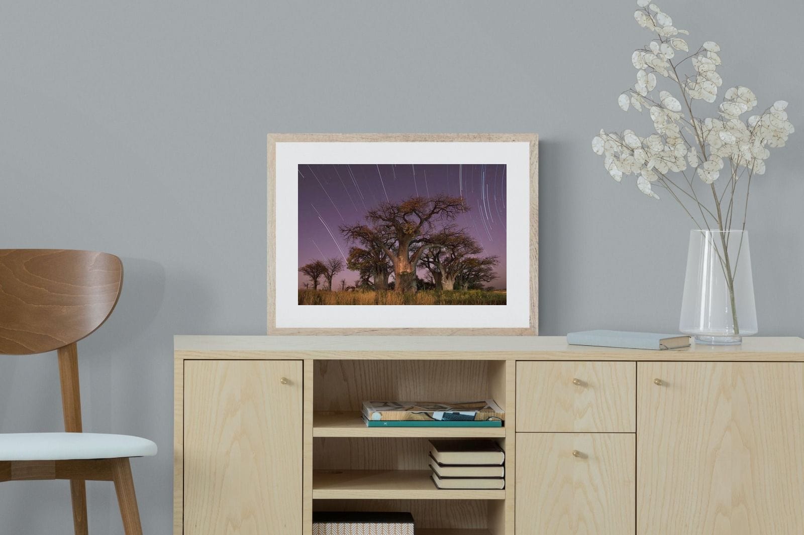 Starry Sky Baobab-Wall_Art-60 x 45cm-Framed Print-Wood-Pixalot