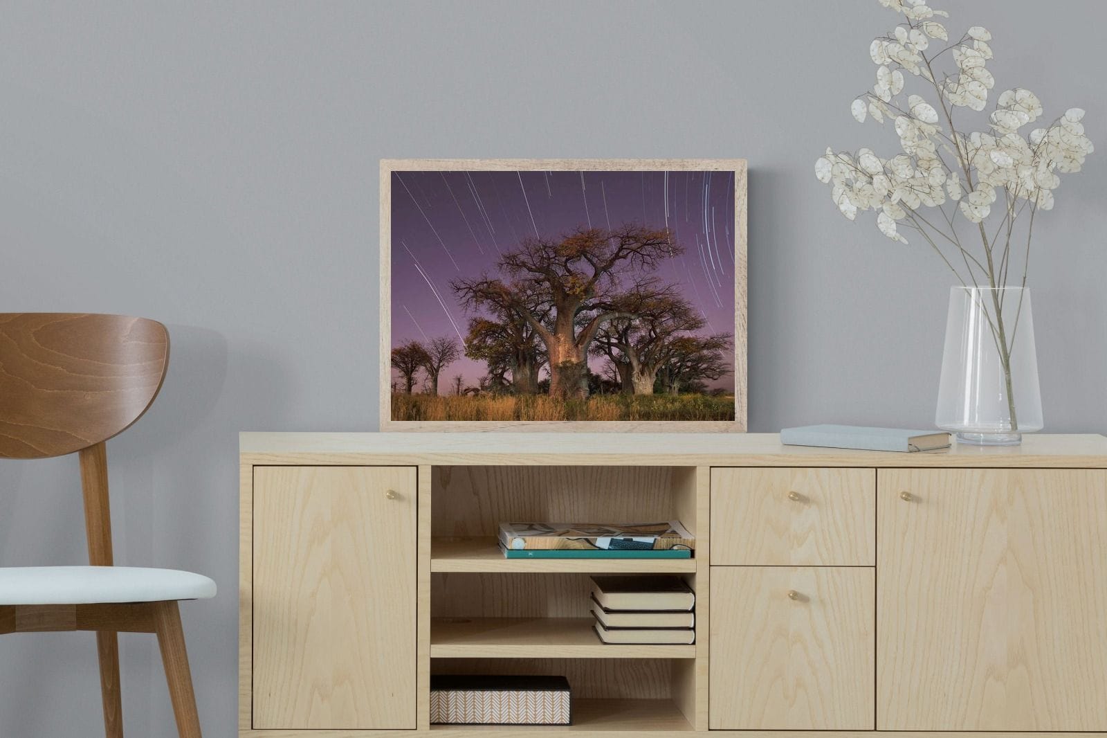 Starry Sky Baobab-Wall_Art-60 x 45cm-Mounted Canvas-Wood-Pixalot