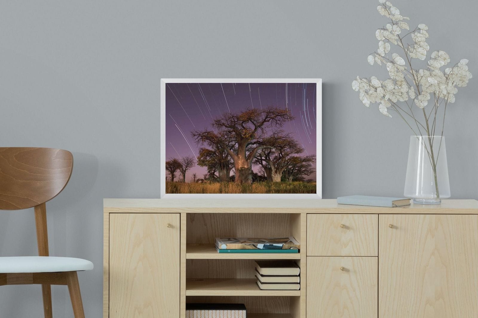 Starry Sky Baobab-Wall_Art-60 x 45cm-Mounted Canvas-White-Pixalot