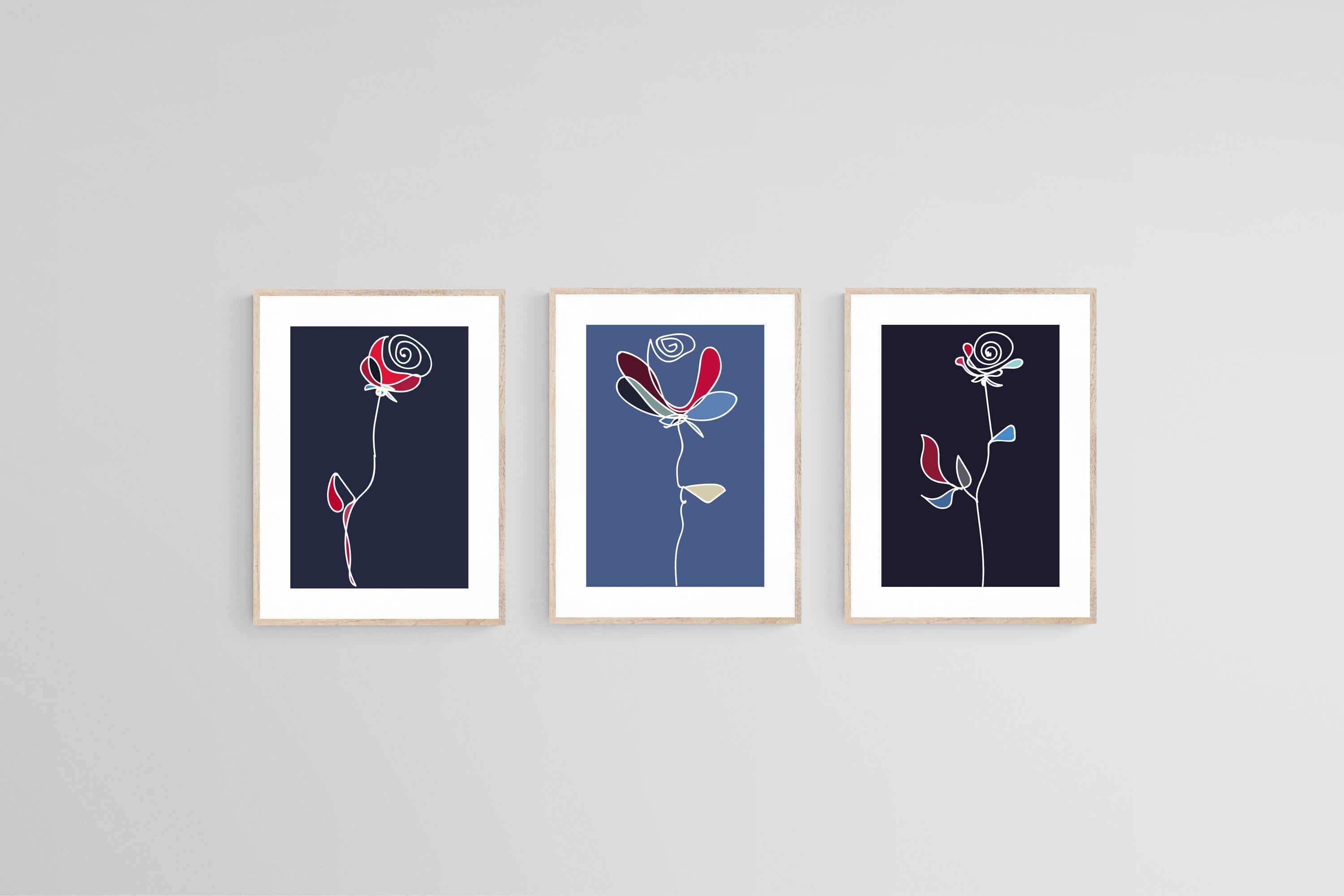 Stems & Petals Set-Wall_Art-45 x 60cm (x3)-Framed Print-Wood-Pixalot