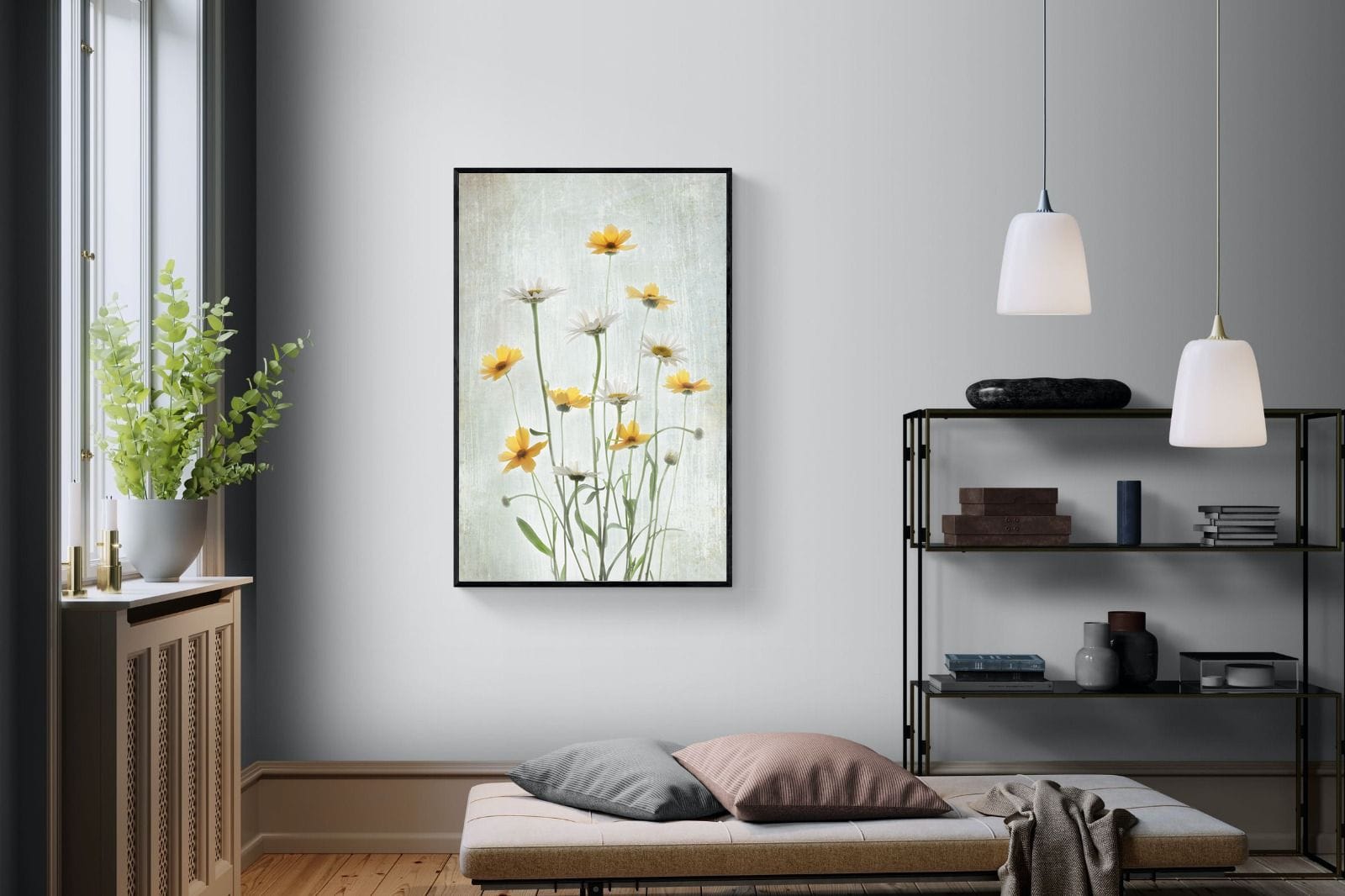Summer Flowers-Wall_Art-100 x 150cm-Mounted Canvas-Black-Pixalot