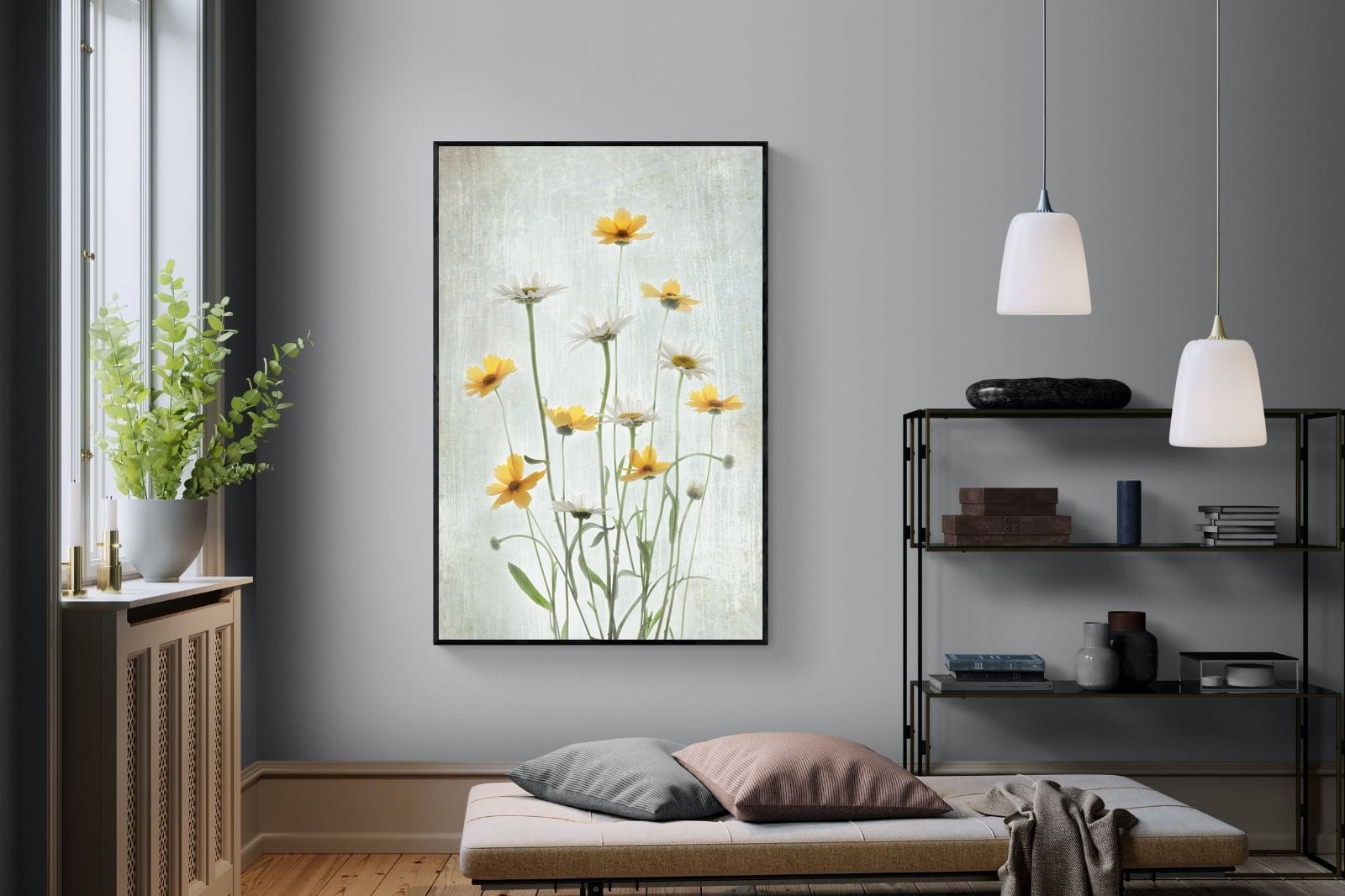 Summer Flowers-Wall_Art-120 x 180cm-Mounted Canvas-Black-Pixalot