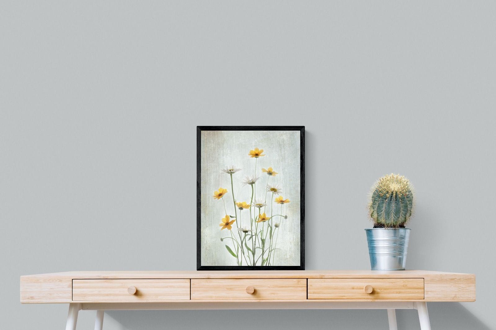 Summer Flowers-Wall_Art-45 x 60cm-Mounted Canvas-Black-Pixalot