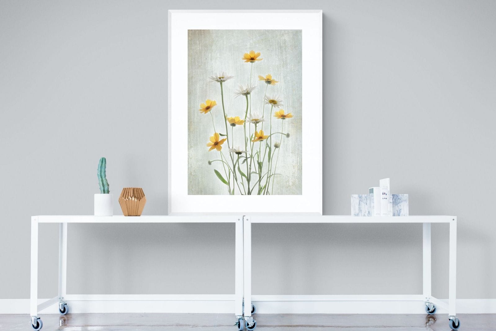 Summer Flowers-Wall_Art-90 x 120cm-Framed Print-White-Pixalot