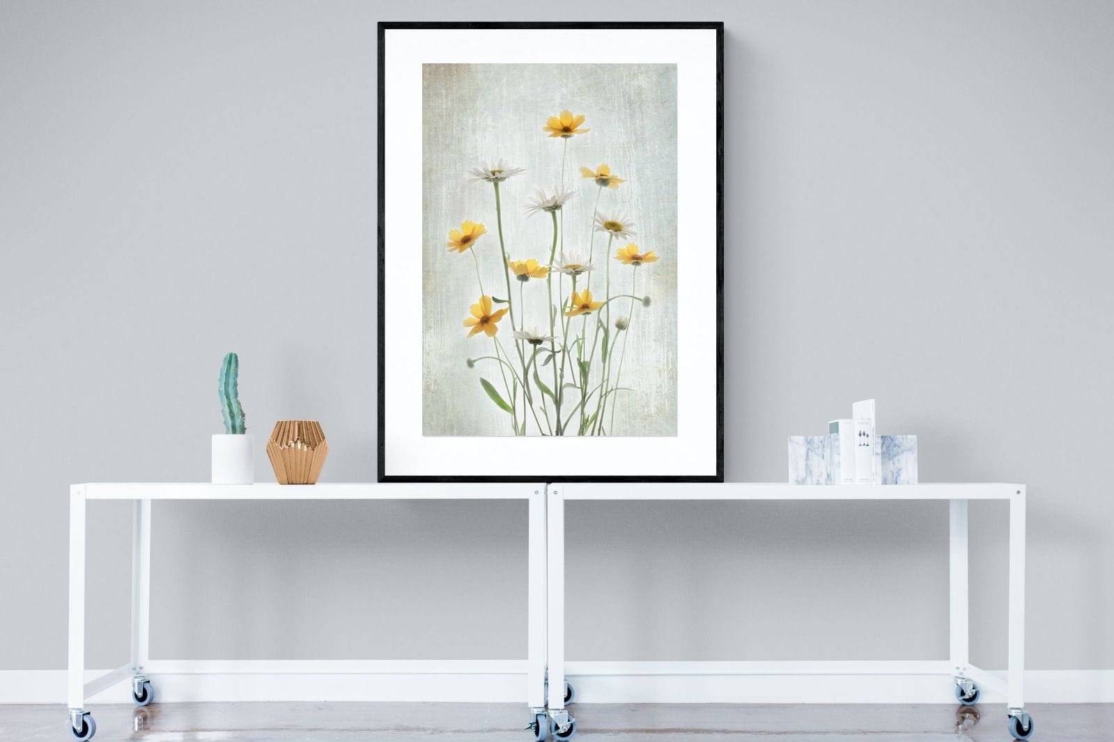 Summer Flowers-Wall_Art-90 x 120cm-Framed Print-Black-Pixalot
