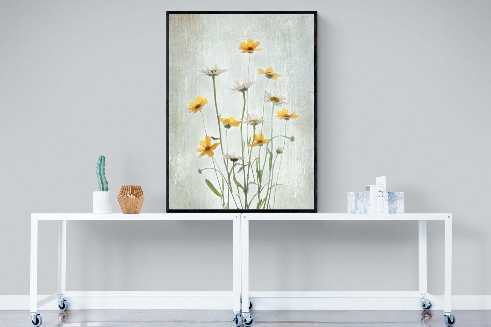 Summer Flowers-Wall_Art-90 x 120cm-Mounted Canvas-Black-Pixalot