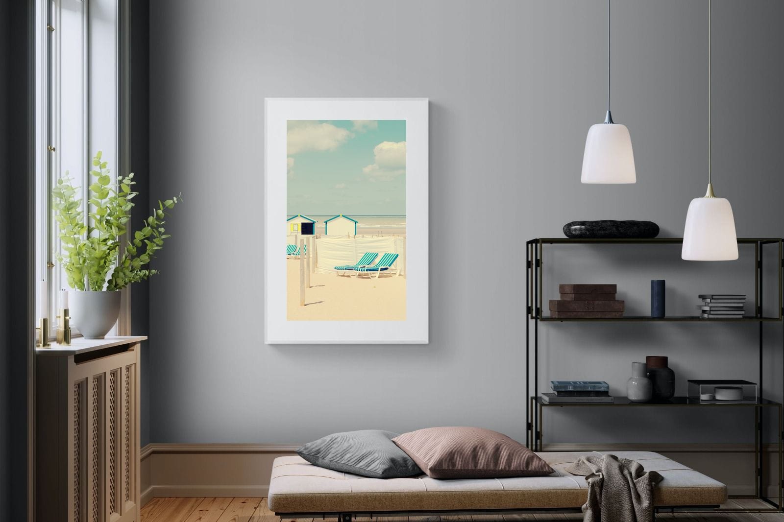 Sun Loungers-Wall_Art-100 x 150cm-Framed Print-White-Pixalot