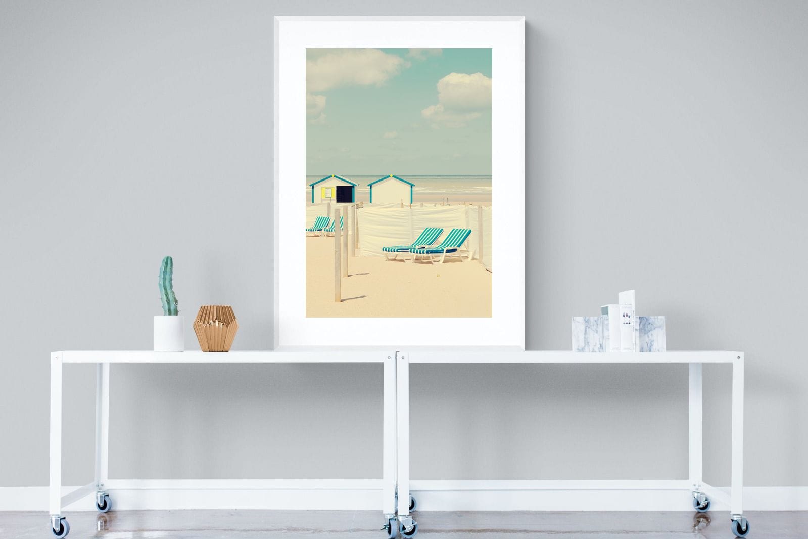 Sun Loungers-Wall_Art-90 x 120cm-Framed Print-White-Pixalot