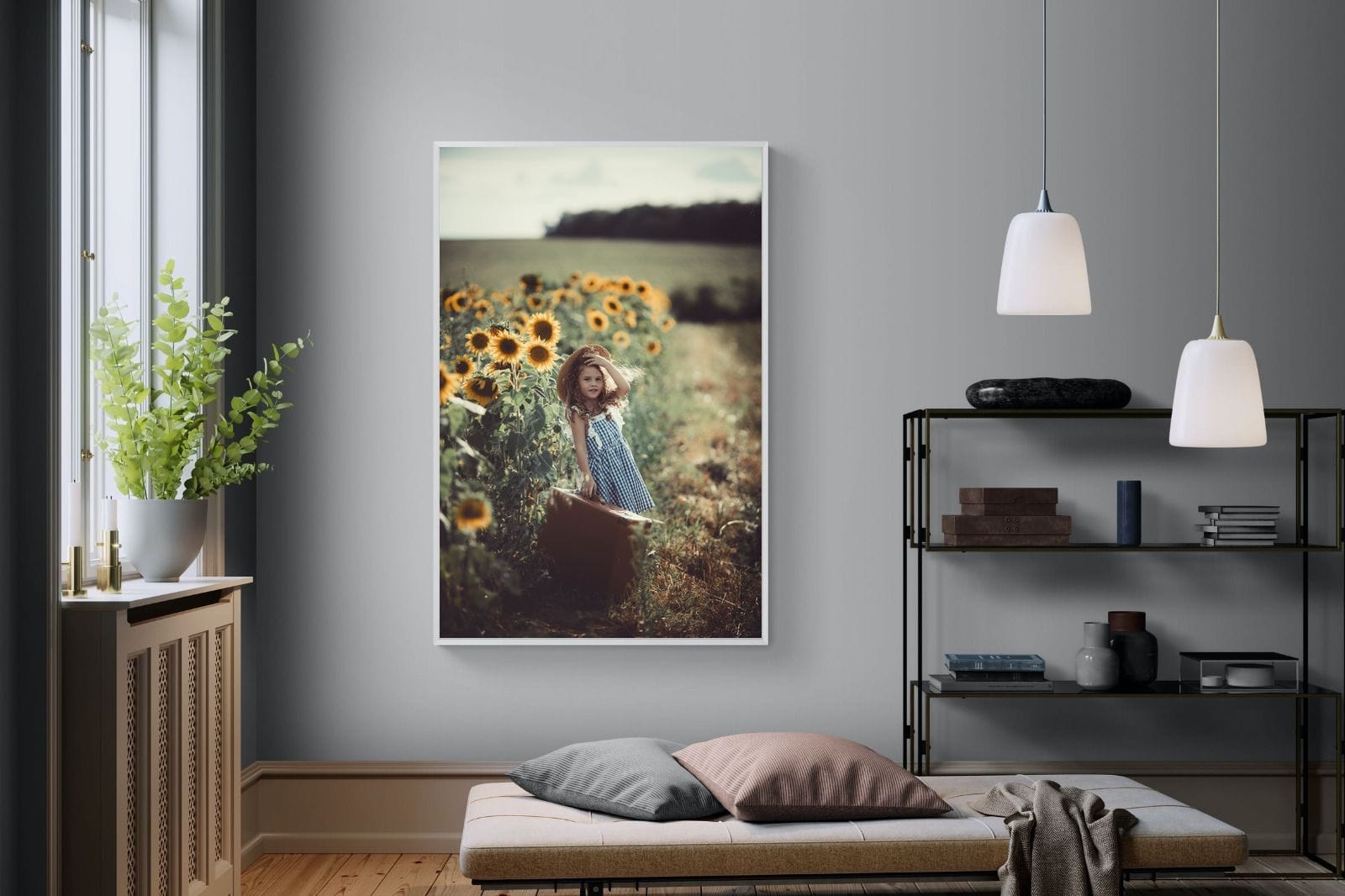 Sunflower Girl-Wall_Art-120 x 180cm-Mounted Canvas-White-Pixalot