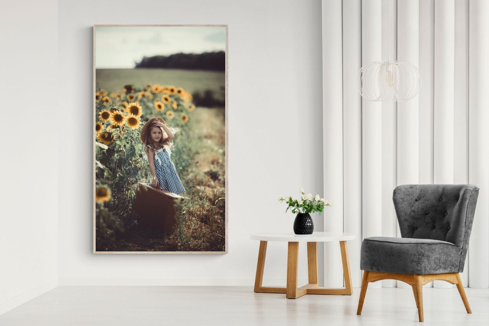 Sunflower Girl-Wall_Art-130 x 220cm-Mounted Canvas-Wood-Pixalot