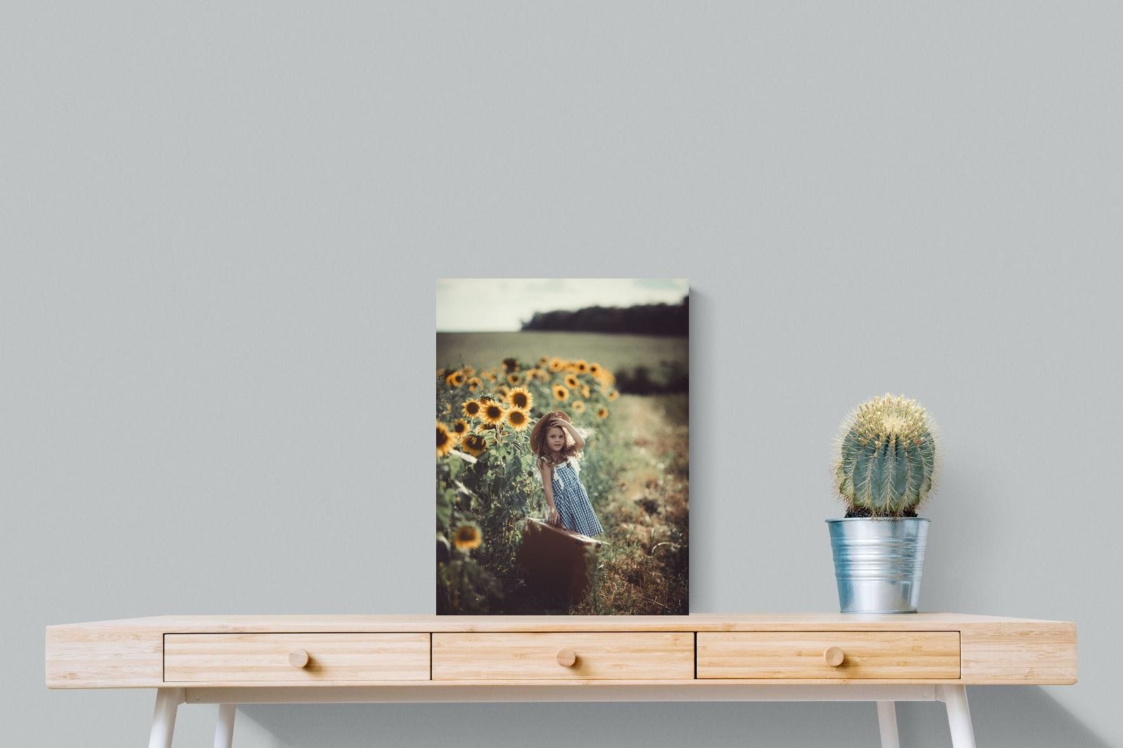 Sunflower Girl-Wall_Art-45 x 60cm-Mounted Canvas-No Frame-Pixalot