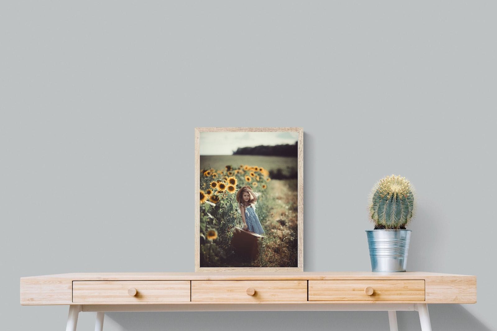 Sunflower Girl-Wall_Art-45 x 60cm-Mounted Canvas-Wood-Pixalot