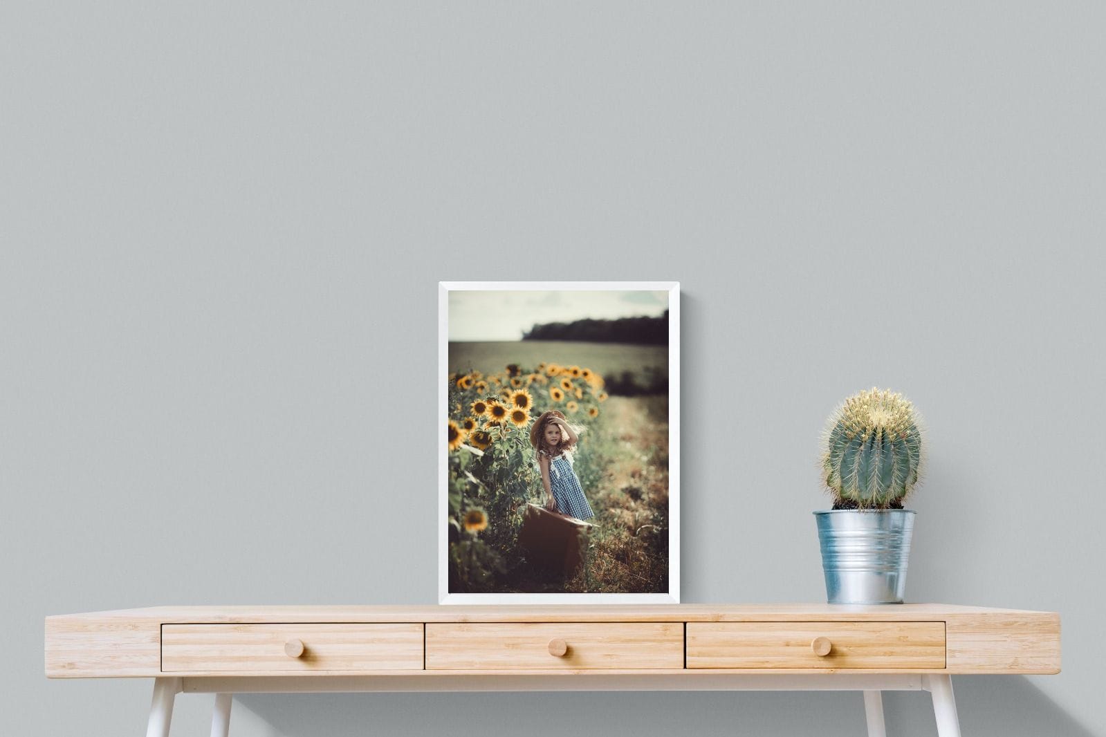 Sunflower Girl-Wall_Art-45 x 60cm-Mounted Canvas-White-Pixalot