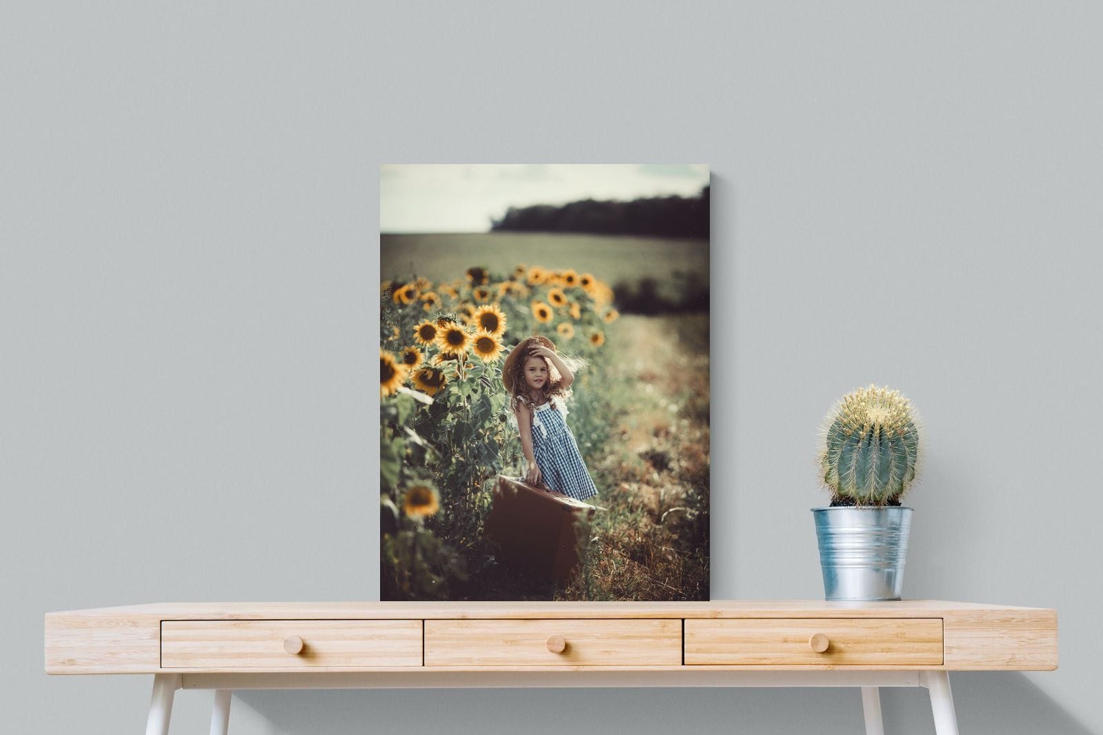 Sunflower Girl-Wall_Art-60 x 80cm-Mounted Canvas-No Frame-Pixalot