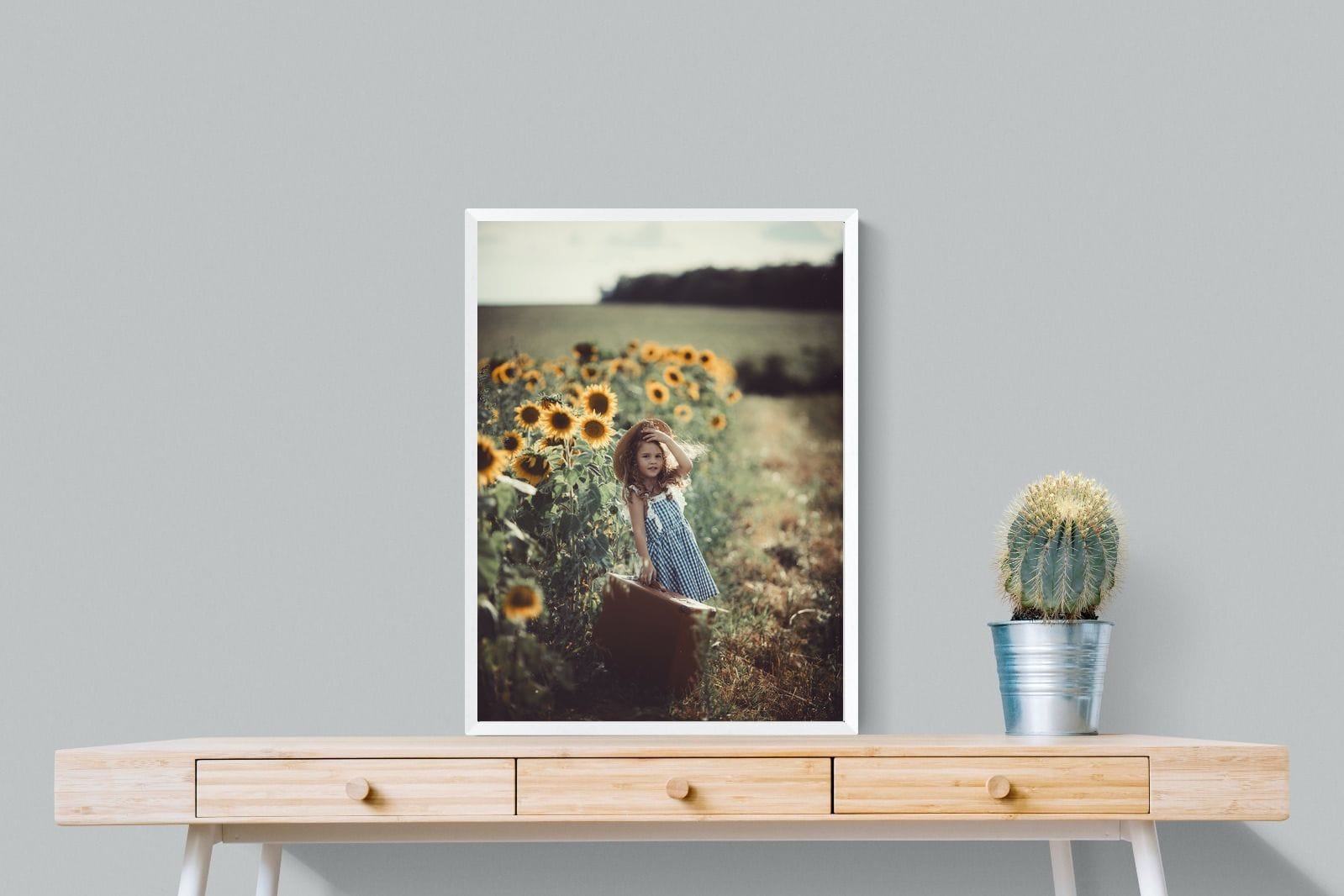 Sunflower Girl-Wall_Art-60 x 80cm-Mounted Canvas-White-Pixalot