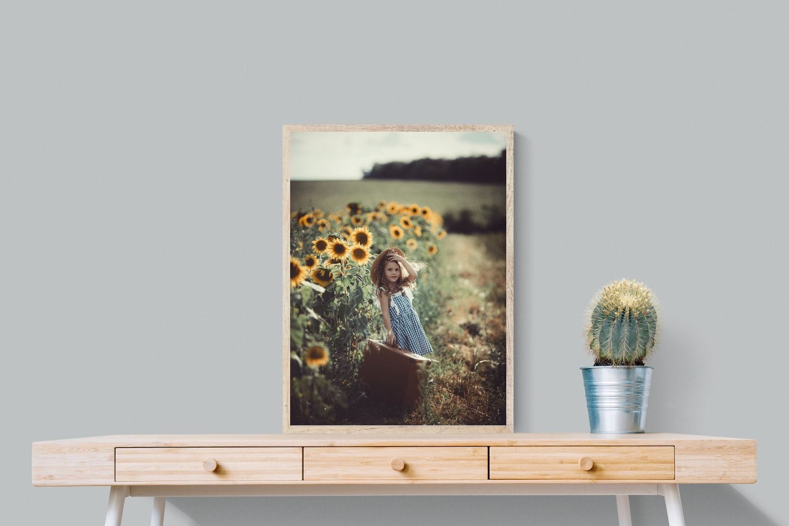 Sunflower Girl-Wall_Art-60 x 80cm-Mounted Canvas-Wood-Pixalot