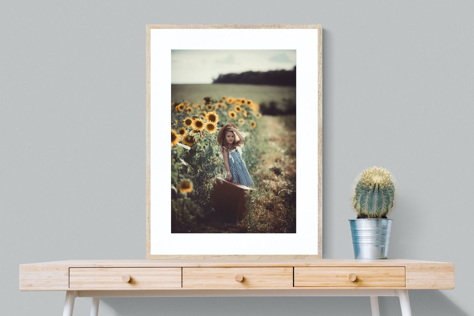 Sunflower Girl-Wall_Art-75 x 100cm-Framed Print-Wood-Pixalot