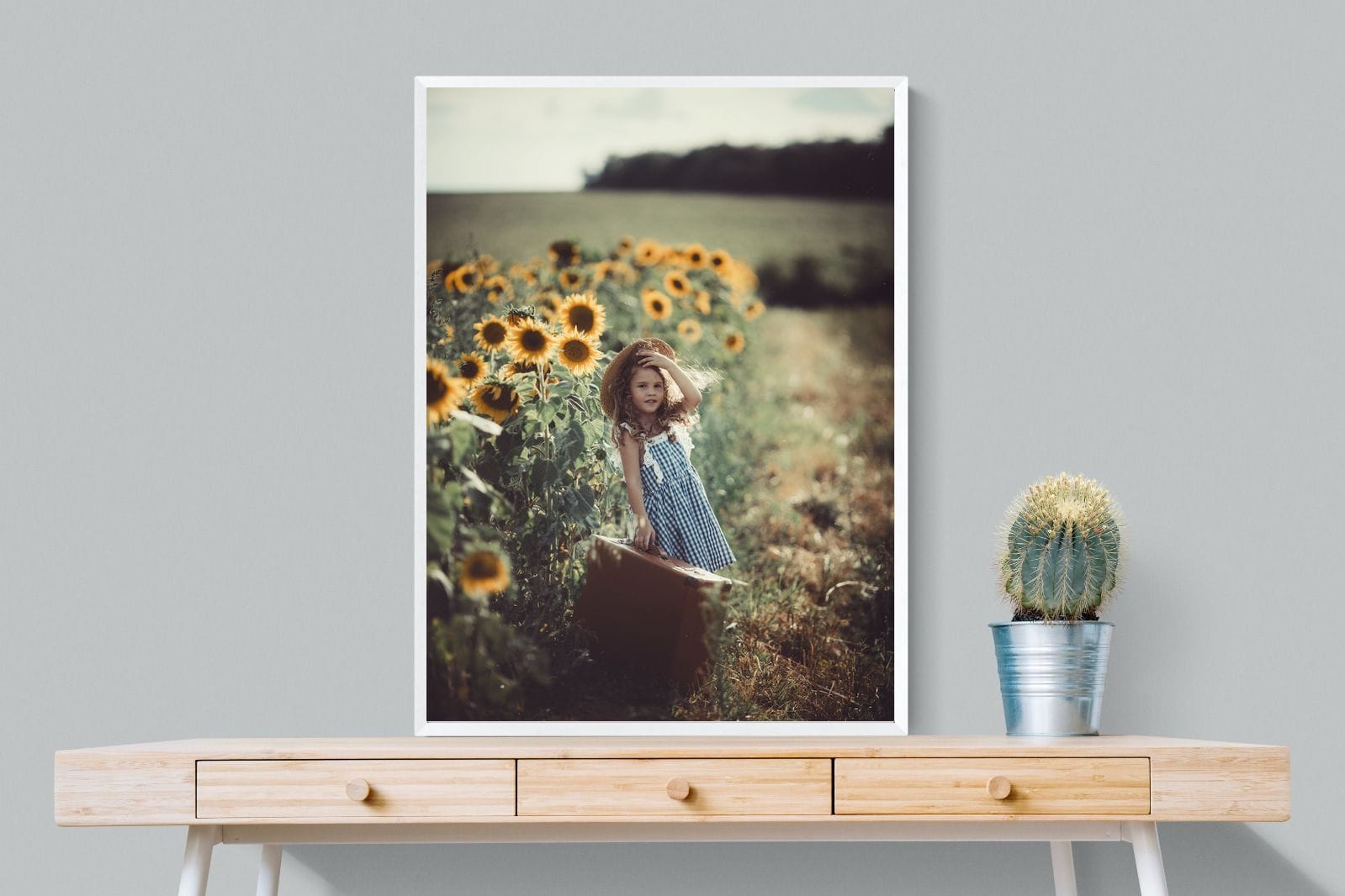 Sunflower Girl-Wall_Art-75 x 100cm-Mounted Canvas-White-Pixalot