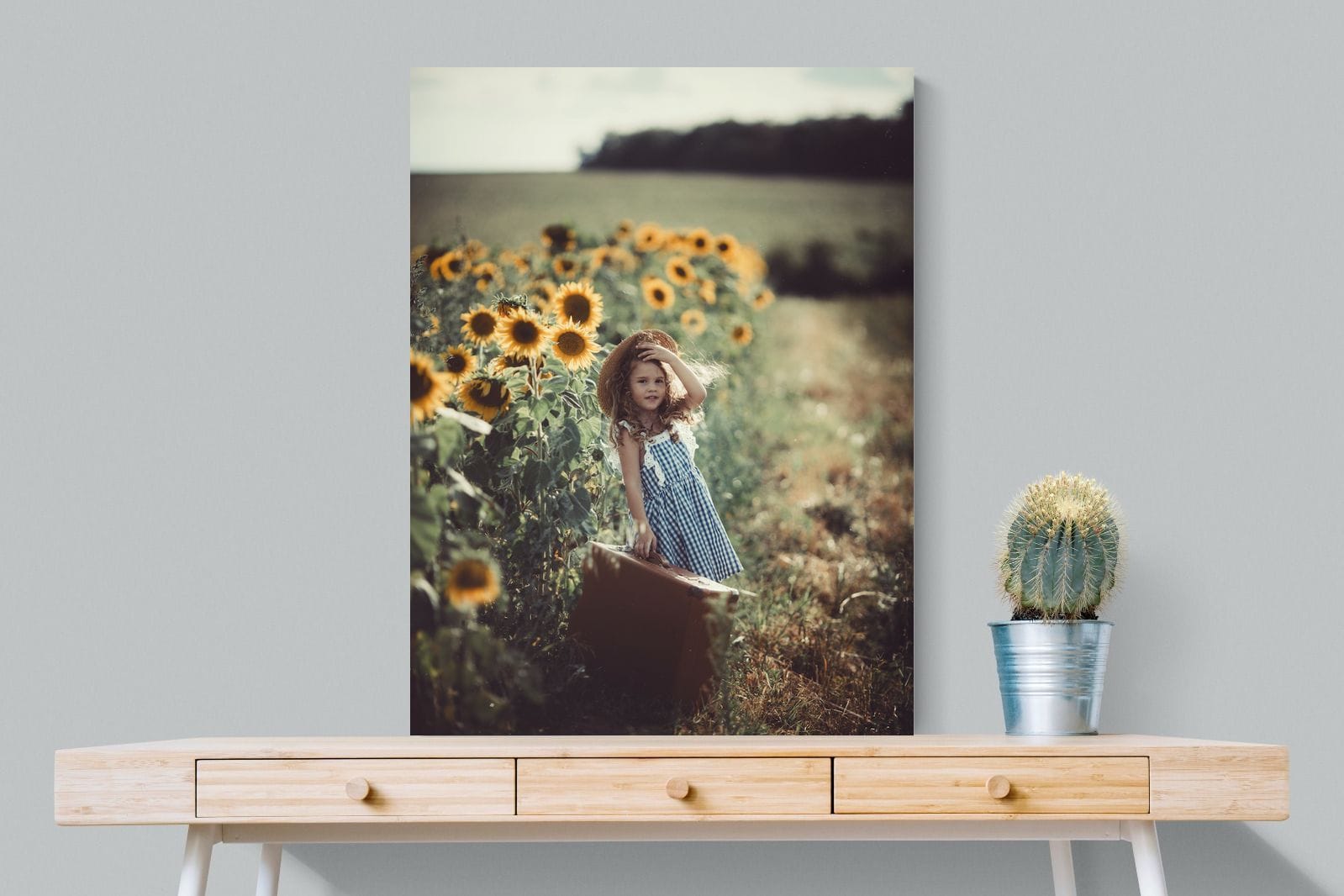 Sunflower Girl-Wall_Art-75 x 100cm-Mounted Canvas-No Frame-Pixalot