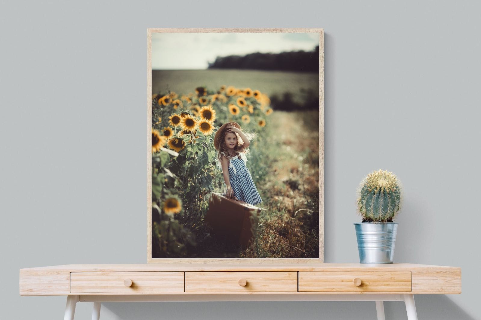 Sunflower Girl-Wall_Art-75 x 100cm-Mounted Canvas-Wood-Pixalot