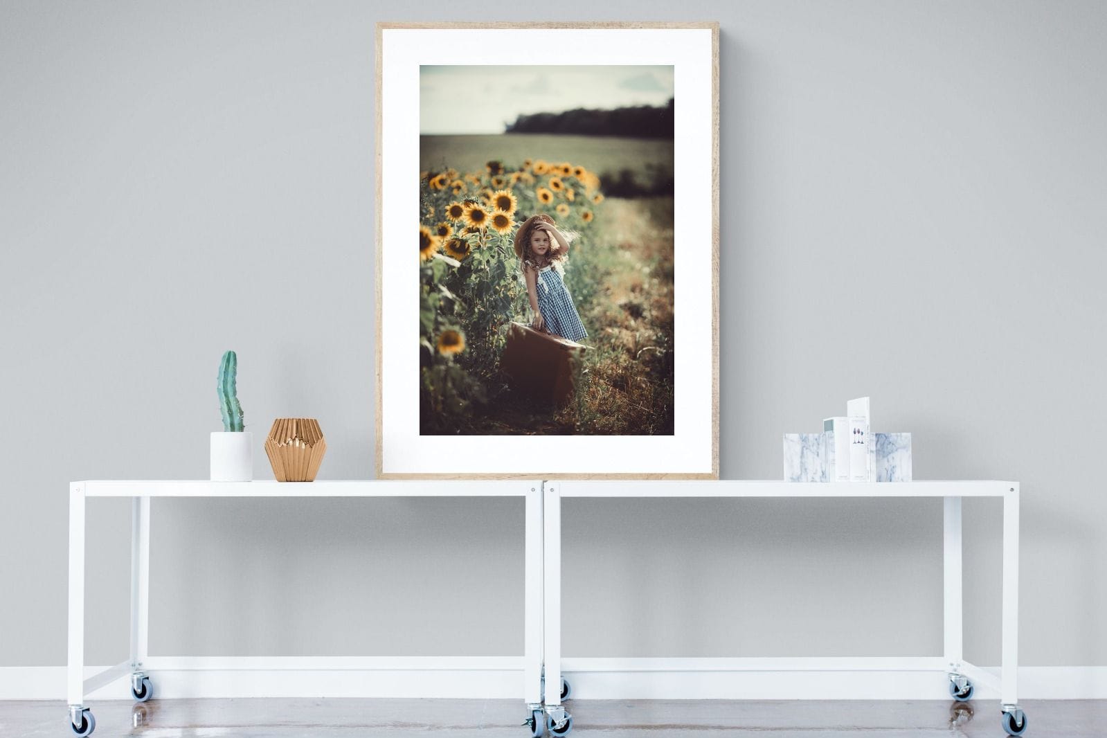 Sunflower Girl-Wall_Art-90 x 120cm-Framed Print-Wood-Pixalot