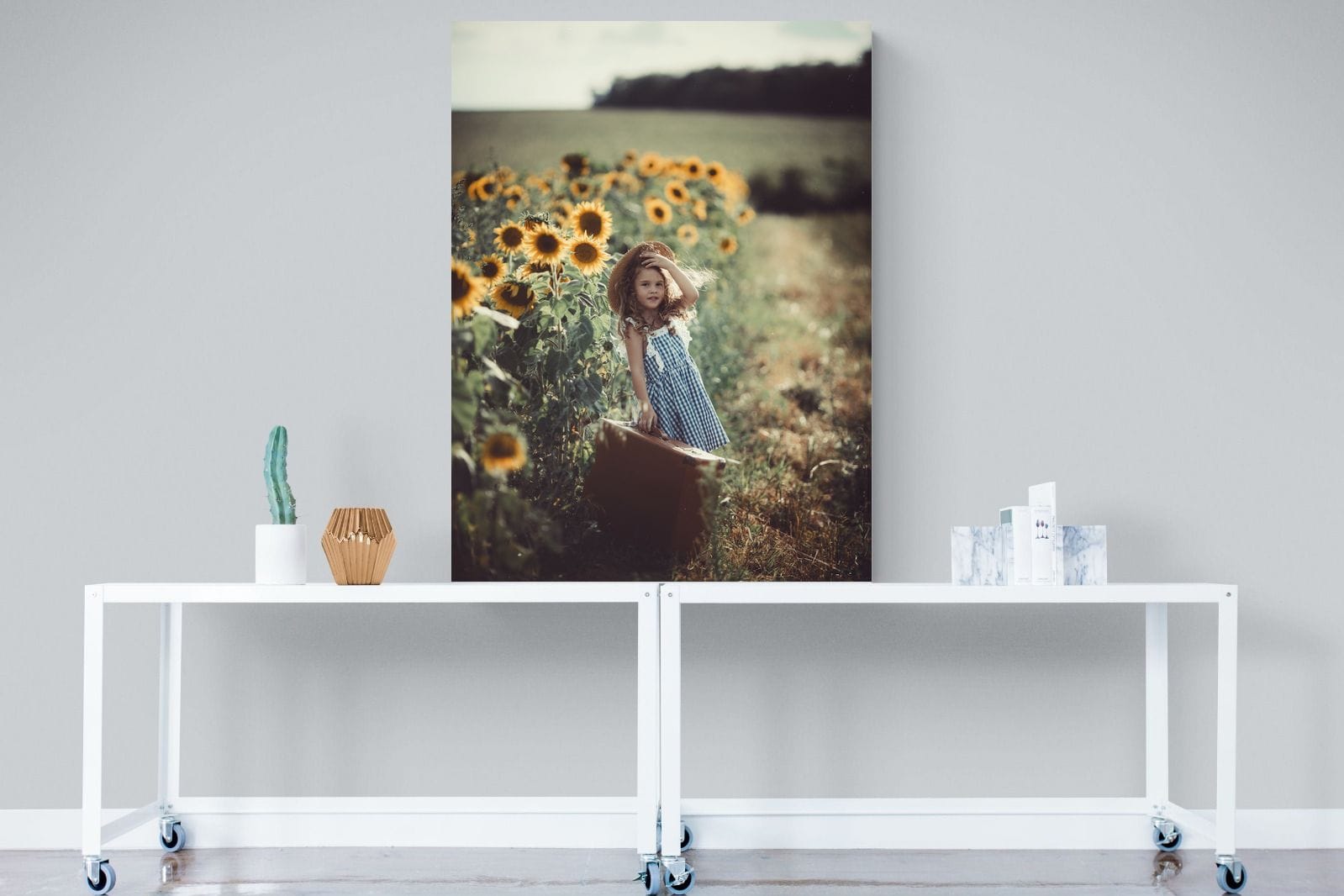 Sunflower Girl-Wall_Art-90 x 120cm-Mounted Canvas-No Frame-Pixalot