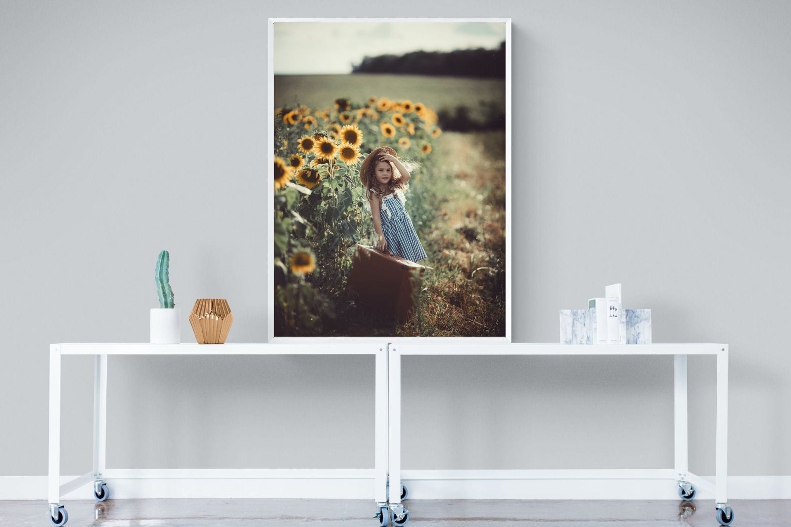 Sunflower Girl-Wall_Art-90 x 120cm-Mounted Canvas-White-Pixalot