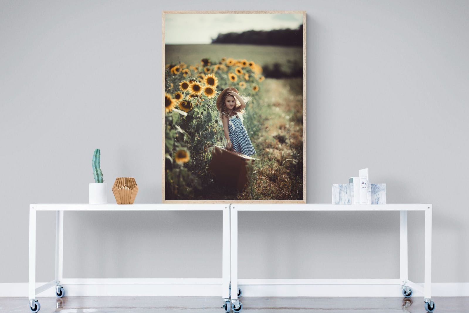 Sunflower Girl-Wall_Art-90 x 120cm-Mounted Canvas-Wood-Pixalot