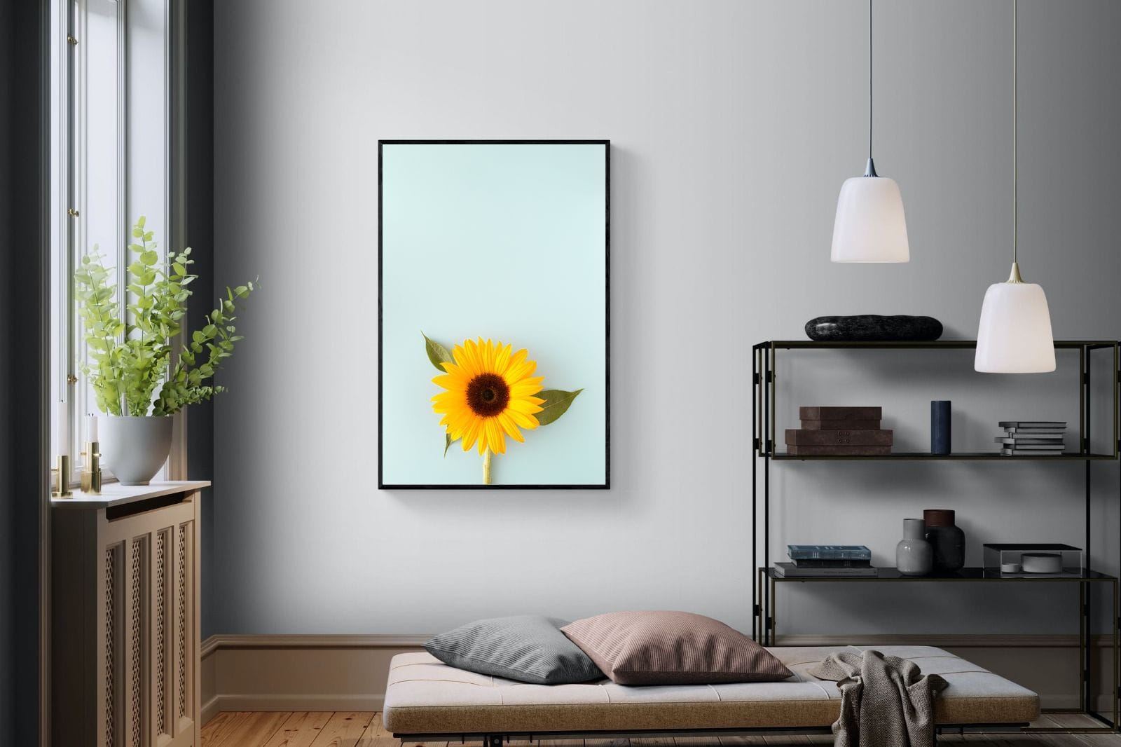 Sunflower-Wall_Art-100 x 150cm-Mounted Canvas-Black-Pixalot