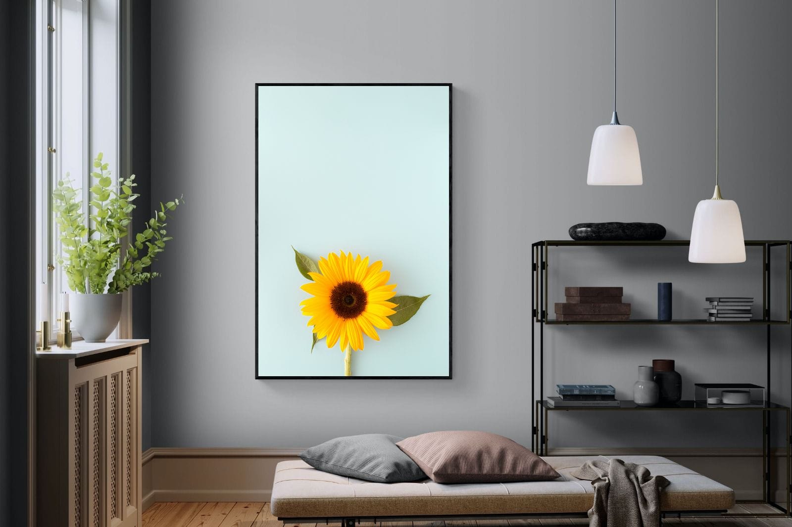 Sunflower-Wall_Art-120 x 180cm-Mounted Canvas-Black-Pixalot