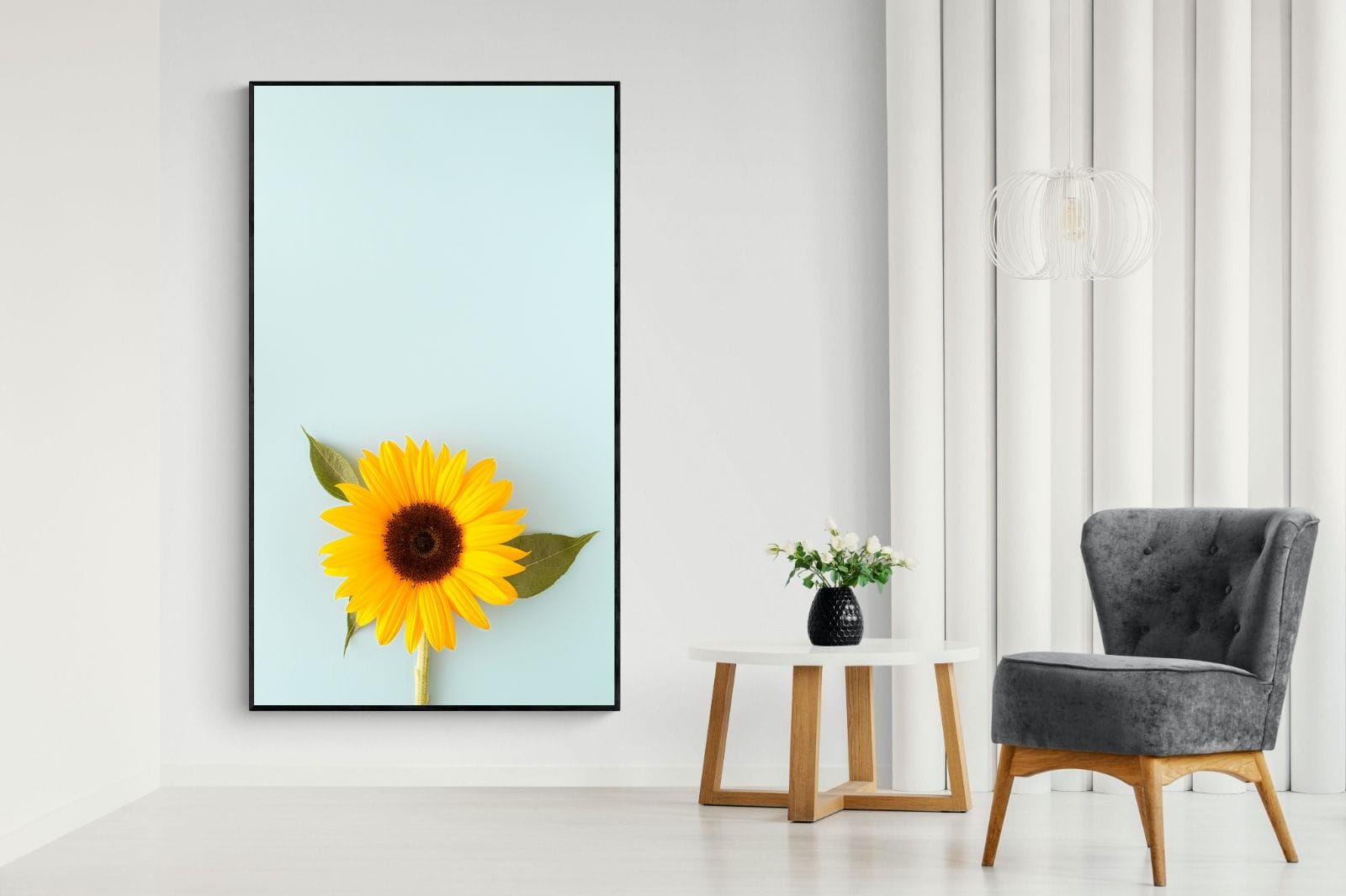 Sunflower-Wall_Art-130 x 220cm-Mounted Canvas-Black-Pixalot