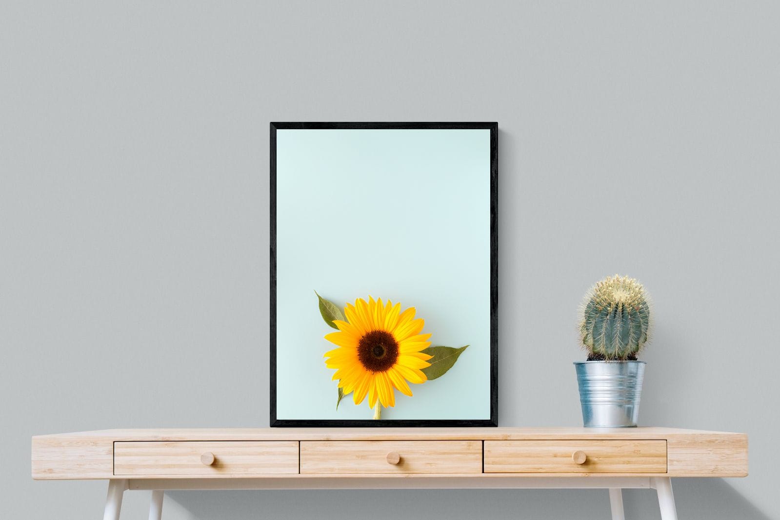 Sunflower-Wall_Art-60 x 80cm-Mounted Canvas-Black-Pixalot