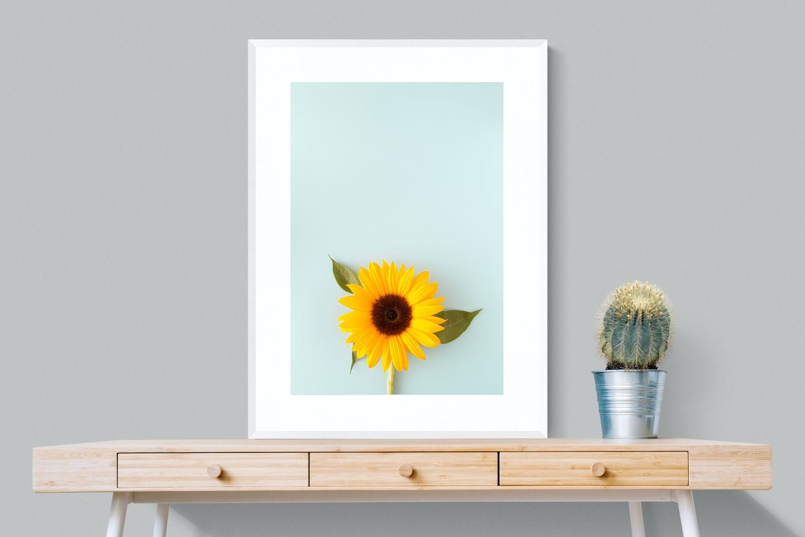 Sunflower-Wall_Art-75 x 100cm-Framed Print-White-Pixalot