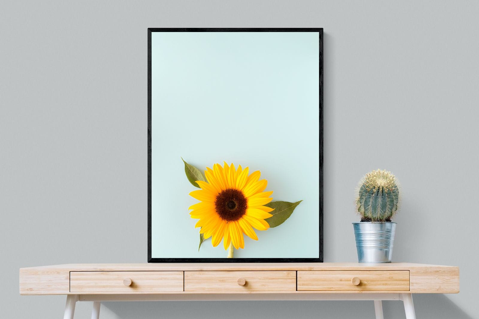Sunflower-Wall_Art-75 x 100cm-Mounted Canvas-Black-Pixalot