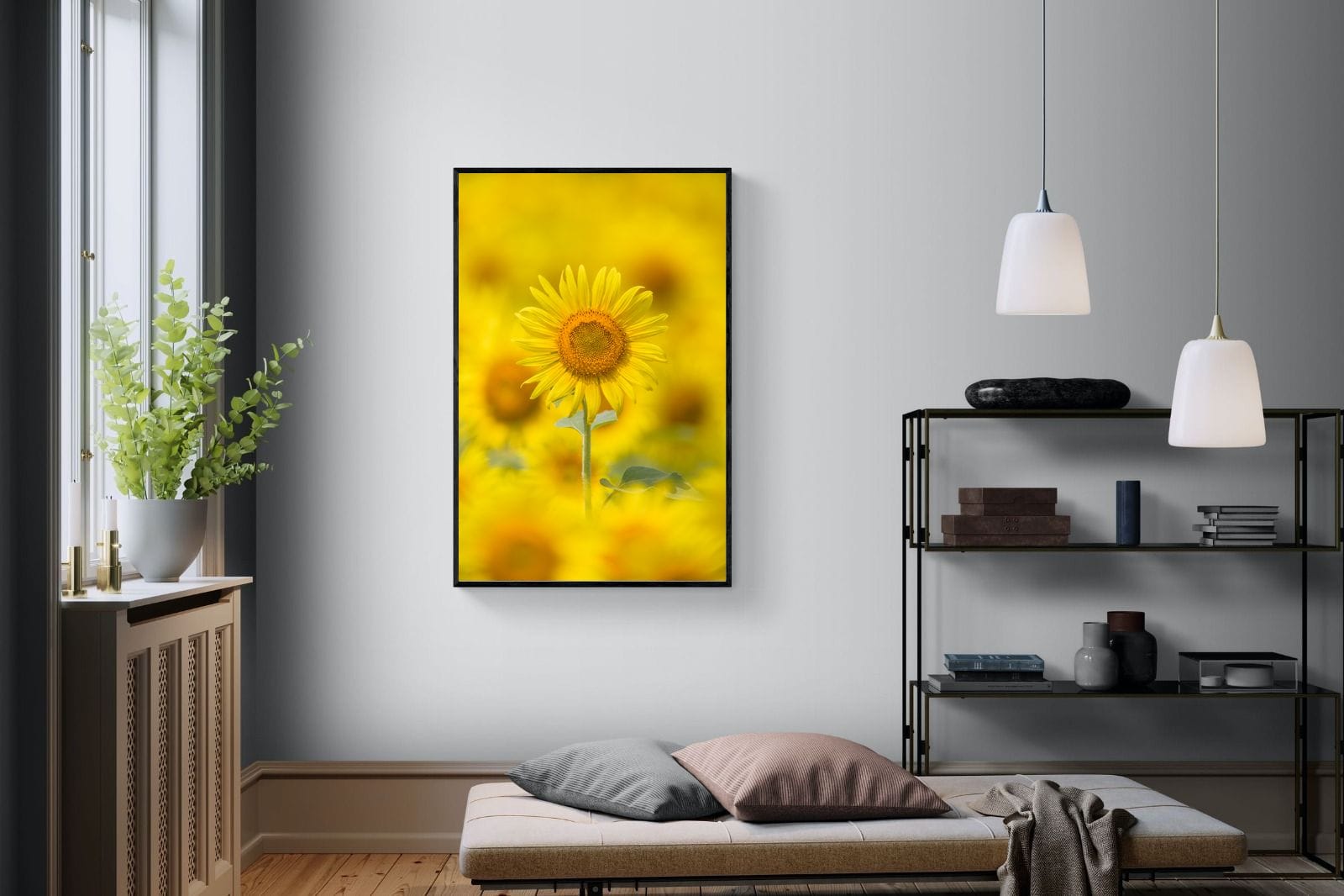 Sunniest Sunflower-Wall_Art-100 x 150cm-Mounted Canvas-Black-Pixalot