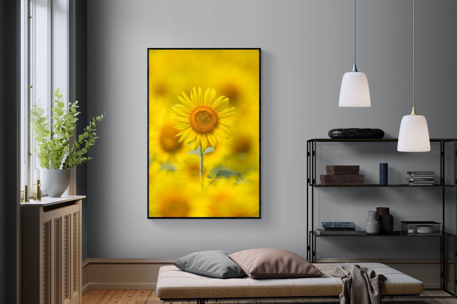 Sunniest Sunflower-Wall_Art-120 x 180cm-Mounted Canvas-Black-Pixalot