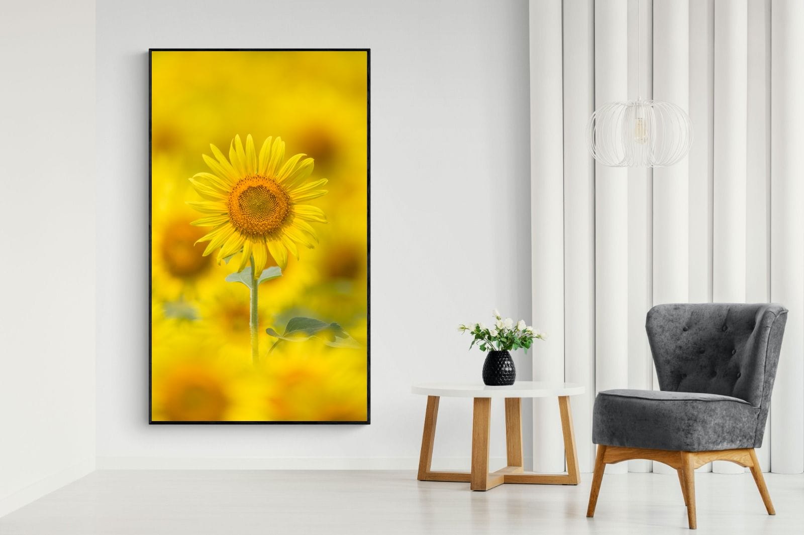 Sunniest Sunflower-Wall_Art-130 x 220cm-Mounted Canvas-Black-Pixalot