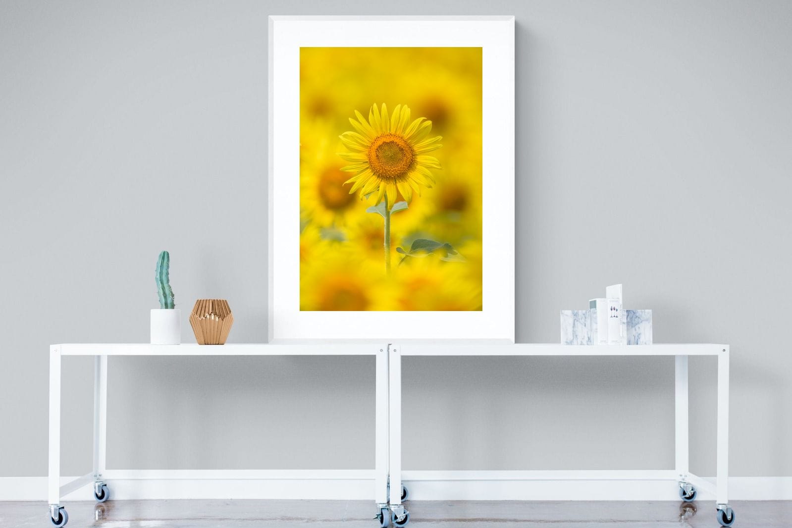 Sunniest Sunflower-Wall_Art-90 x 120cm-Framed Print-White-Pixalot