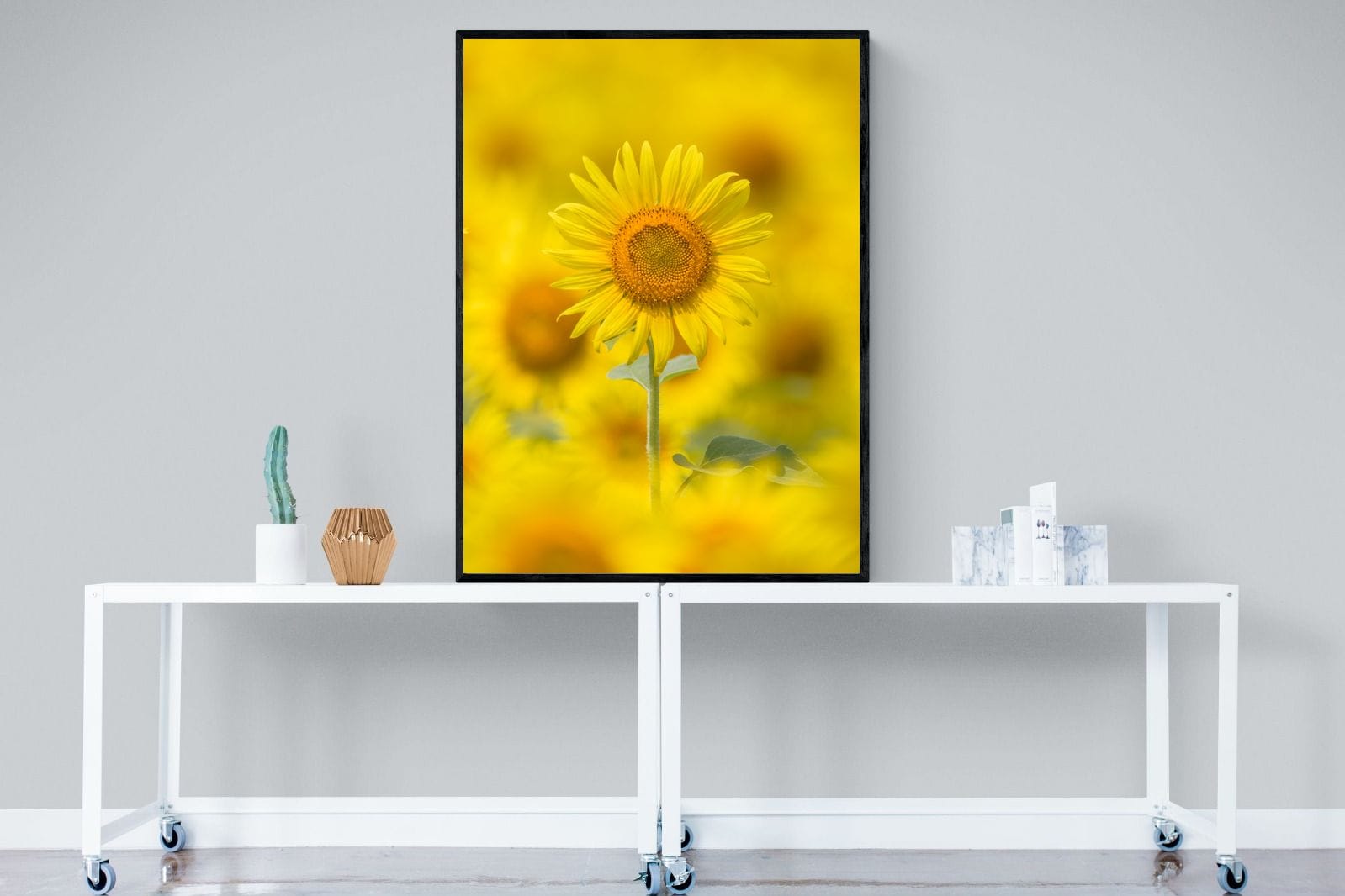 Sunniest Sunflower-Wall_Art-90 x 120cm-Mounted Canvas-Black-Pixalot