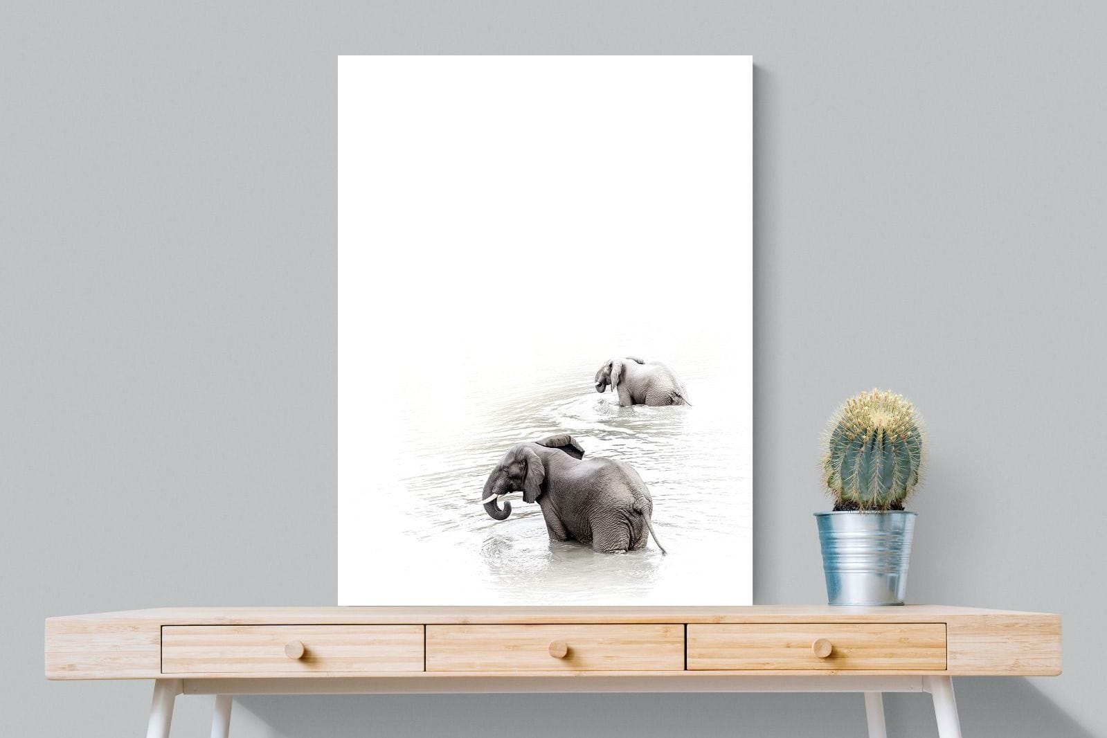 Swimming Elephants-Wall_Art-75 x 100cm-Mounted Canvas-No Frame-Pixalot