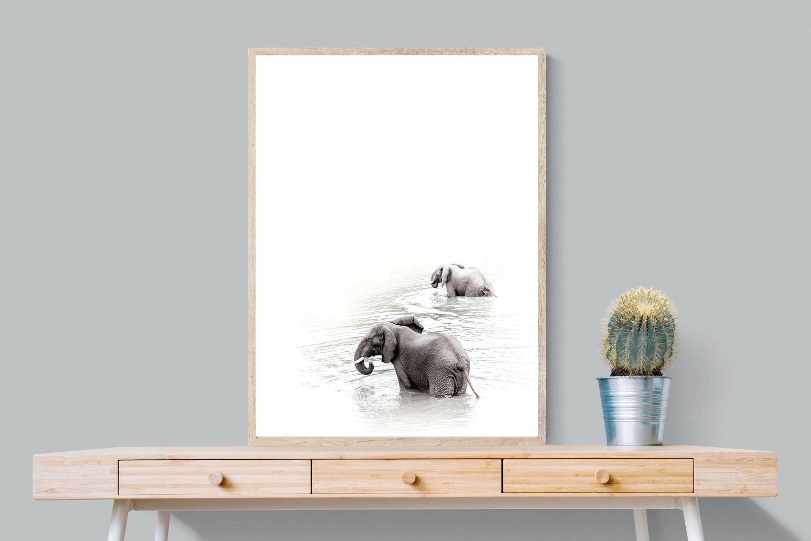 Swimming Elephants-Wall_Art-75 x 100cm-Mounted Canvas-Wood-Pixalot