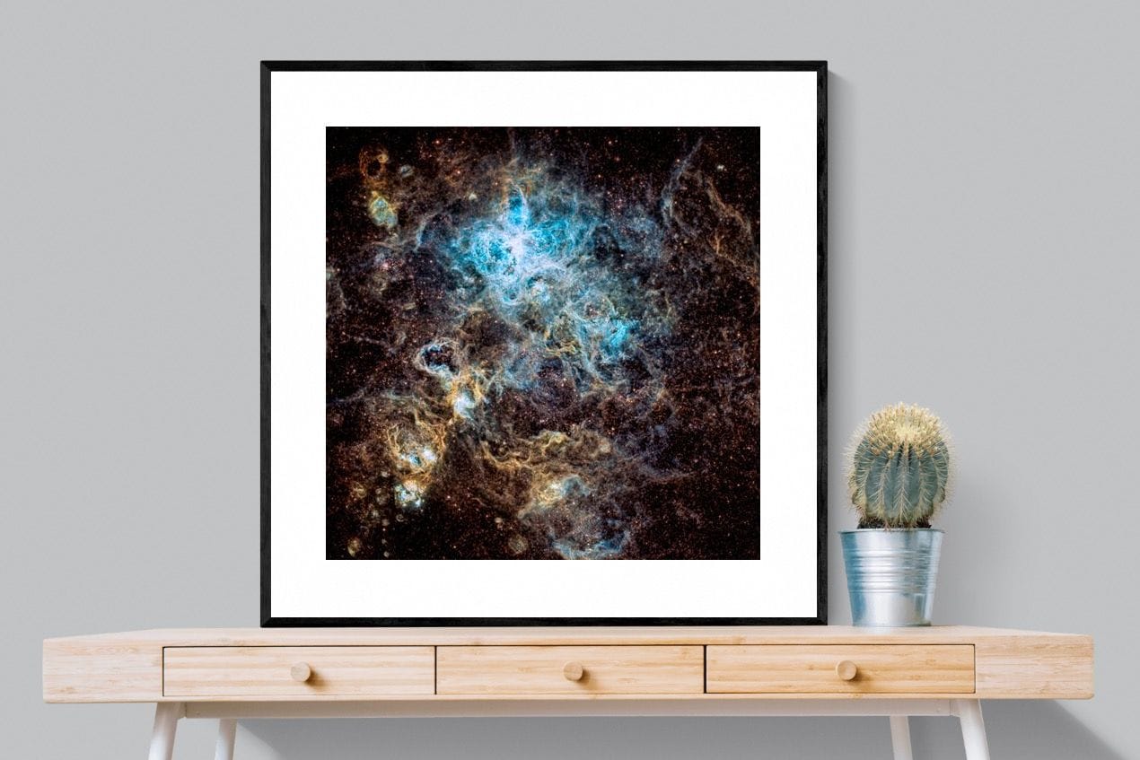 Tarantula Nebula-Wall_Art-100 x 100cm-Framed Print-Black-Pixalot