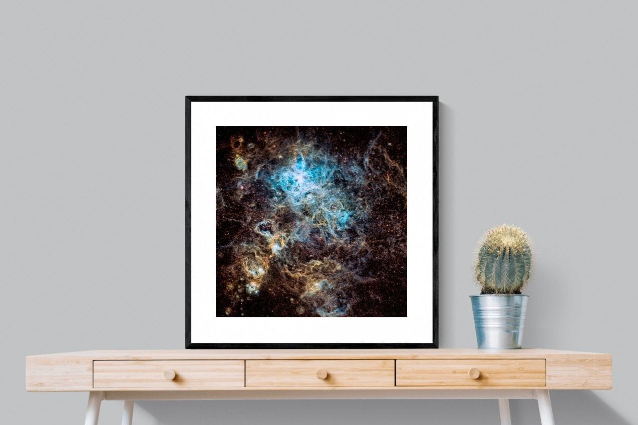 Tarantula Nebula-Wall_Art-80 x 80cm-Framed Print-Black-Pixalot